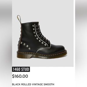 1460 STUD Black Rolled Vintage Smooth